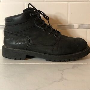Timberland black lace up boots.  Preloved but lots of life left!